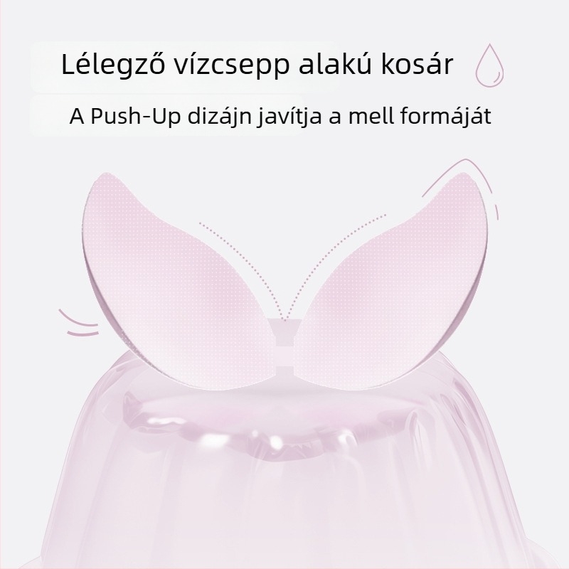 Anti-gravitációs emelő fehérnemű szett nőknek – push-up melltartó kis mellre, nyom nélkül, vállpántok betűkkel