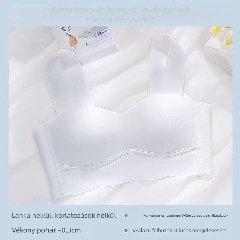 Nylon bandeau melltartó, nyári modell, 3/4 kosár, vékony formázó kosarak, hátul három sor kapocs