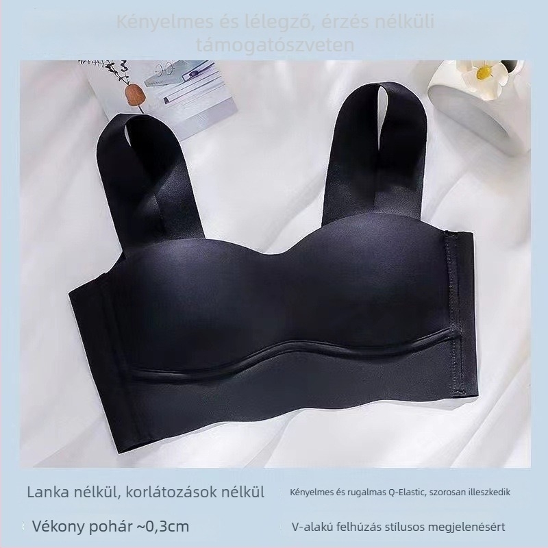 Nylon bandeau melltartó, nyári modell, 3/4 kosár, vékony formázó kosarak, hátul három sor kapocs