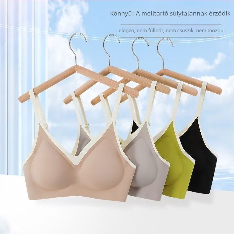 Varrásmentes melltartó kontrasztos színű vékony pántokkal, wireless, felemeli és összegyűjti az oldalsó kebleket, szép hátsó dizájn