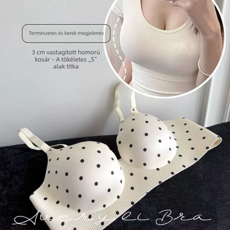 Polka Dot mintás Push-Up melltartó, varrás nélküli, 3 cm vastag párnázás, fényes felület, kis mellhez