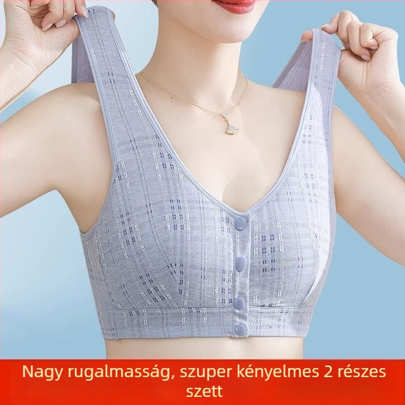Pamut előre záródó melltartó középkorú nők számára, varrás nélküli, ultra vékony, 3/4 kosár