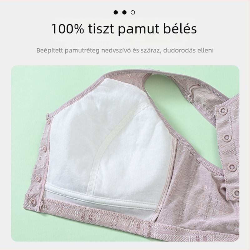 Pamut előre záródó melltartó középkorú nők számára, varrás nélküli, ultra vékony, 3/4 kosár
