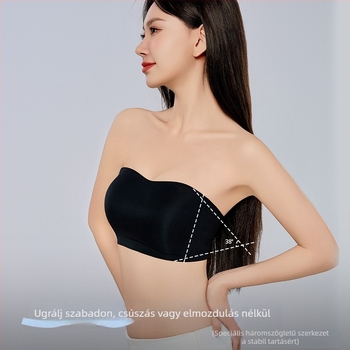 Vállpánt nélküli bandeau melltartó nőknek, vékony nyár, láthatatlan, csúszásmentes, varrás nélküli, kis mellekhez, push-up hatású