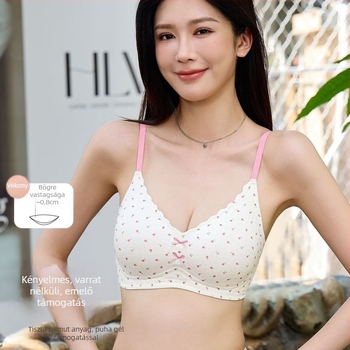 Varrat nélküli melltartó pöttyös masnival – nejlon, 3/4 kosár, formázott kosár (felső rész vékony, alsó rész vastag), emelő támasz