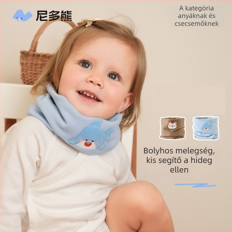 Nidobear babák nyakmelegítő kendő 100% pamutból, téli, rajzolt mintával, uniszex