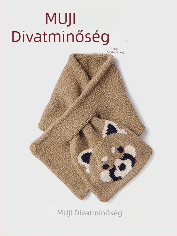Egyszerű kötött sál, meleg, szélálló, fél-velúr anyagból, téli használatra