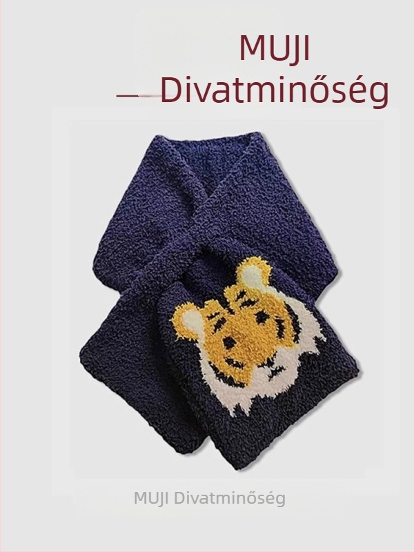 Egyszerű kötött sál, meleg, szélálló, fél-velúr anyagból, téli használatra