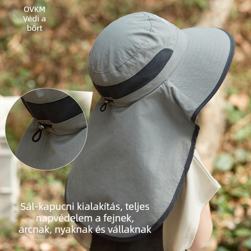 Gyermekeknek készült UV-védett napkalap, nagy széle, horgász stílus, nyár
