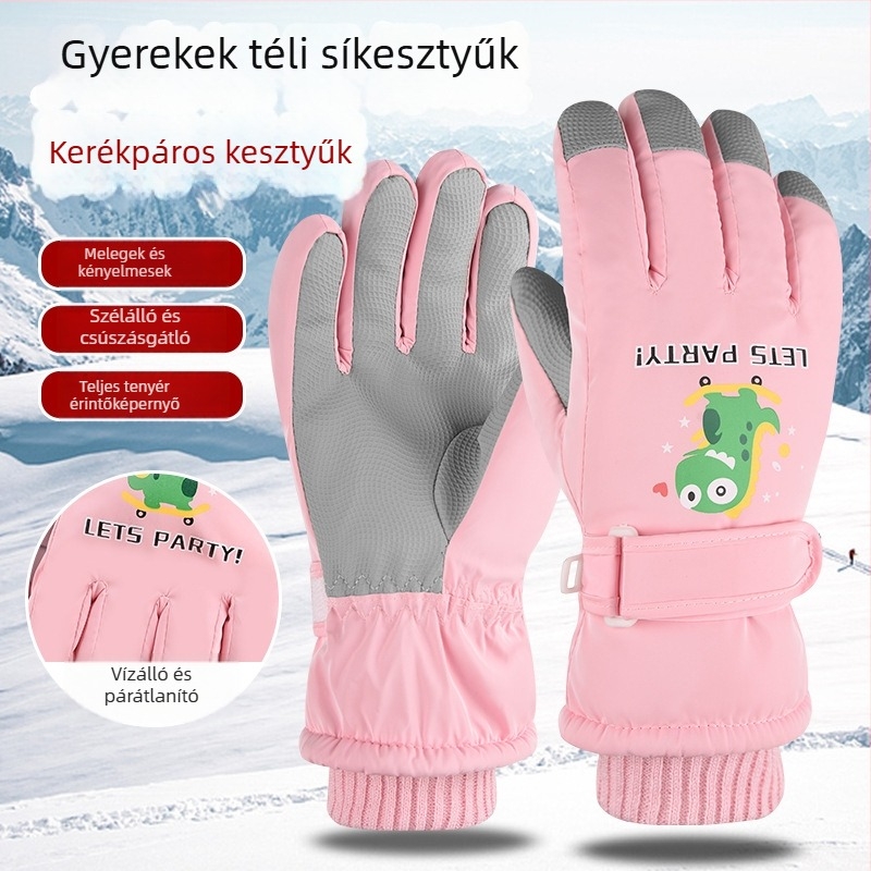 Gyerek síkesztyűk - fleece bélés, 4 rétegű vastag, érintőképernyő-kompatibilis, meleg