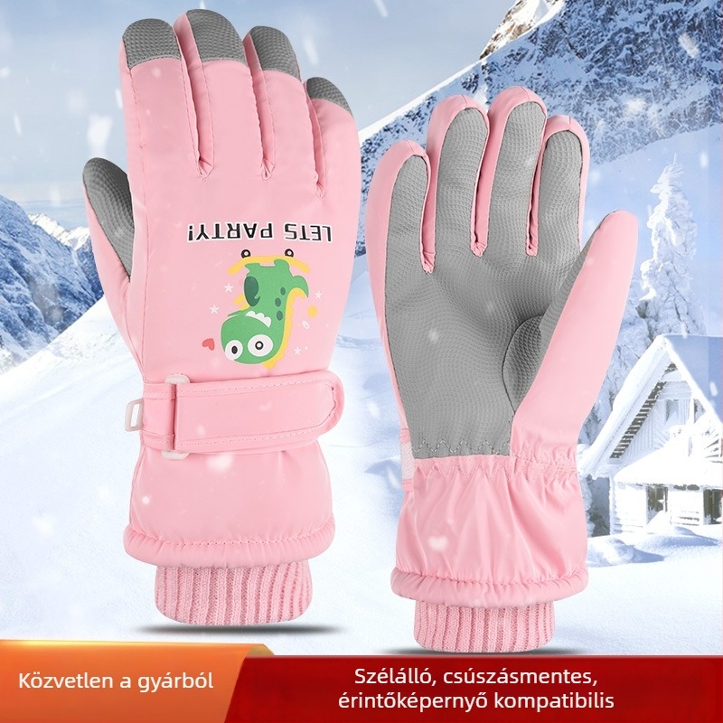 Gyerek síkesztyűk - fleece bélés, 4 rétegű vastag, érintőképernyő-kompatibilis, meleg