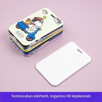 Kártyatartó badge rajzfilm stílusban, ABS műanyag + átlátszó PET lemez, testre szabható branding