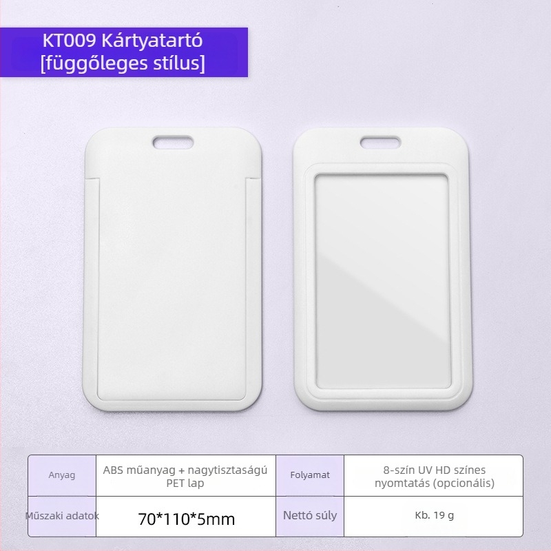 Kártyatartó badge rajzfilm stílusban, ABS műanyag + átlátszó PET lemez, testre szabható branding