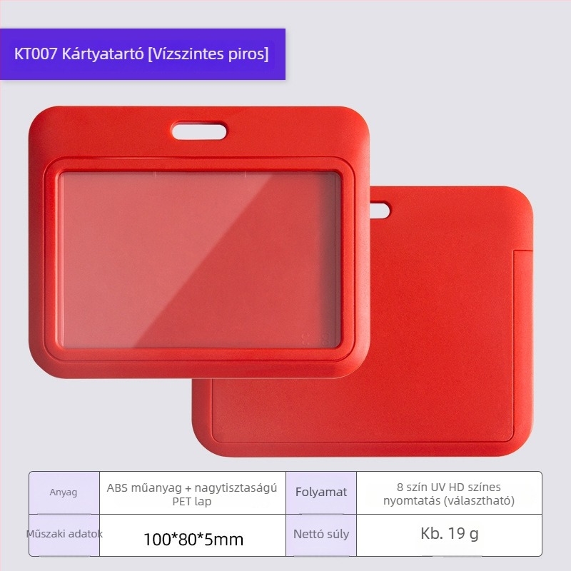Kártyatartó badge rajzfilm stílusban, ABS műanyag + átlátszó PET lemez, testre szabható branding