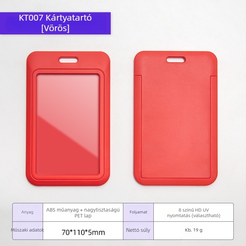 Kártyatartó badge rajzfilm stílusban, ABS műanyag + átlátszó PET lemez, testre szabható branding