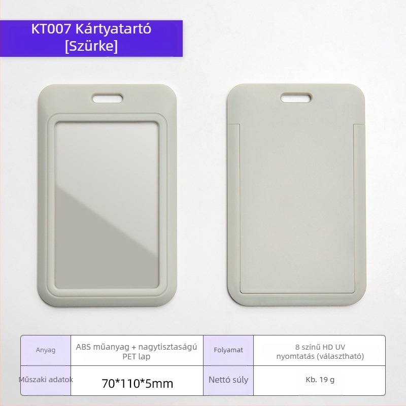 Kártyatartó badge rajzfilm stílusban, ABS műanyag + átlátszó PET lemez, testre szabható branding