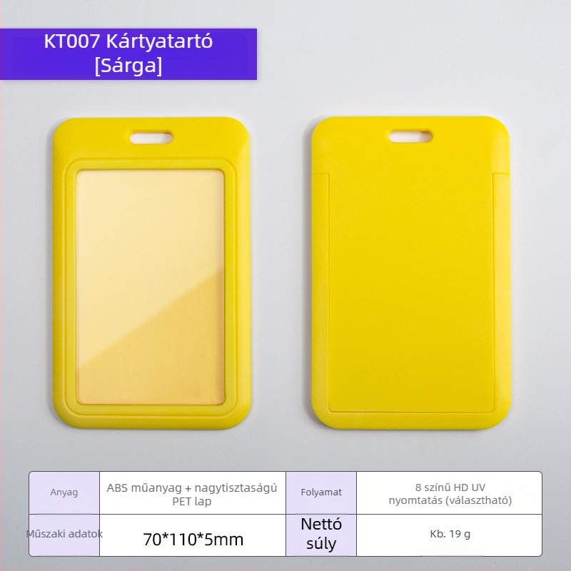 Kártyatartó badge rajzfilm stílusban, ABS műanyag + átlátszó PET lemez, testre szabható branding