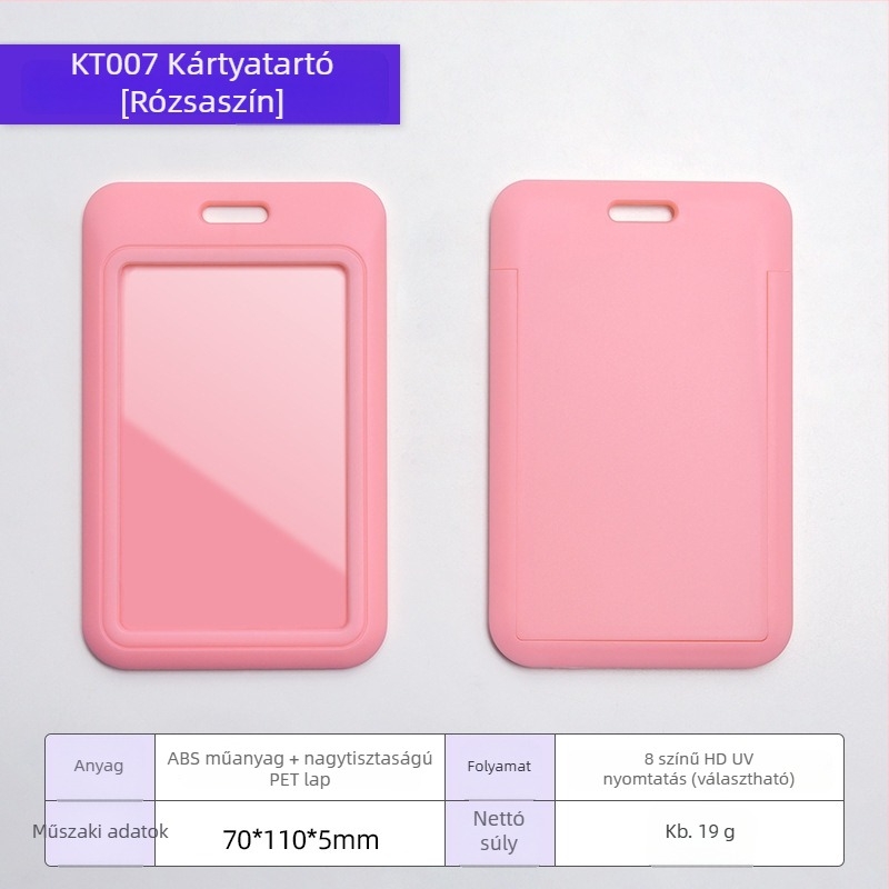 Kártyatartó badge rajzfilm stílusban, ABS műanyag + átlátszó PET lemez, testre szabható branding