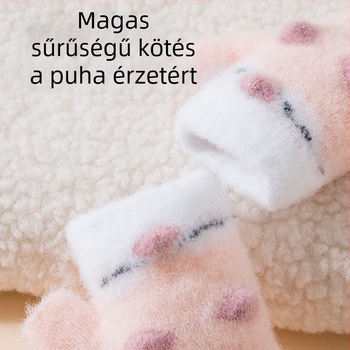 Mesterséges kasmírból készült félujjas baba kesztyű, fleece bevonattal, rajzfilm mintával, 0–2 év, ősz/tél