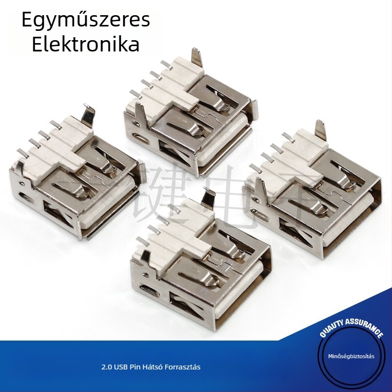 USB 2.0 Type-A SMT csatlakozó, 90°-os, vízszintes és egyenes lábak