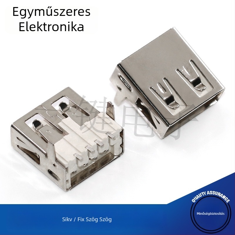 USB 2.0 Type-A SMT csatlakozó, 90°-os, vízszintes és egyenes lábak