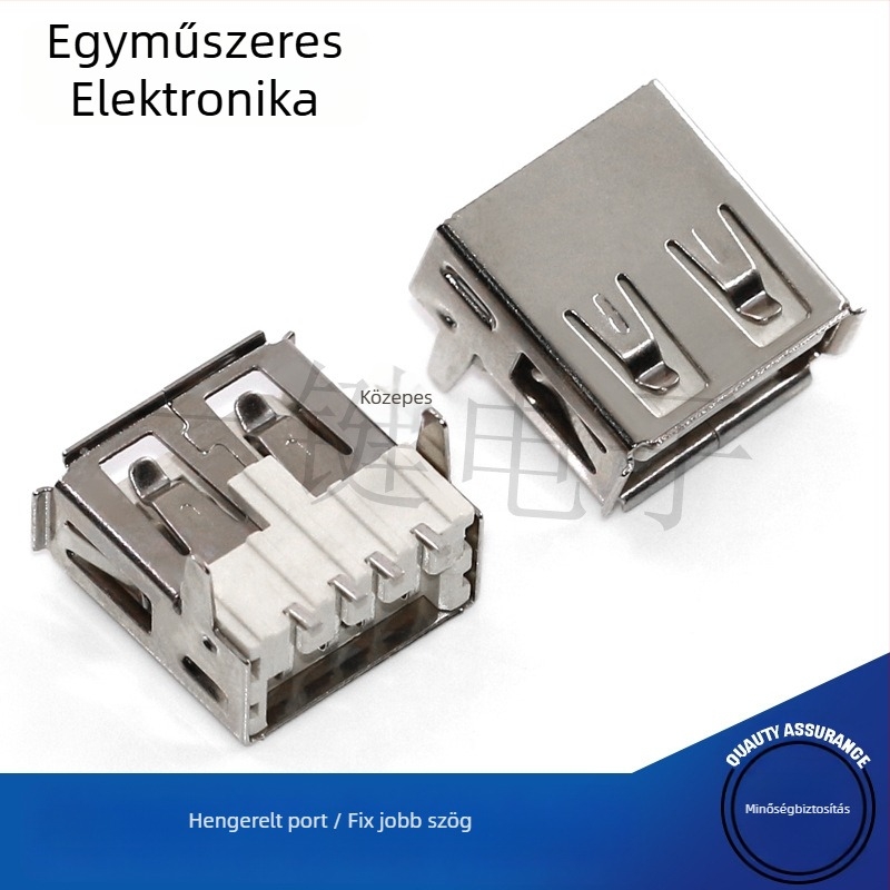 USB 2.0 Type-A SMT csatlakozó, 90°-os, vízszintes és egyenes lábak