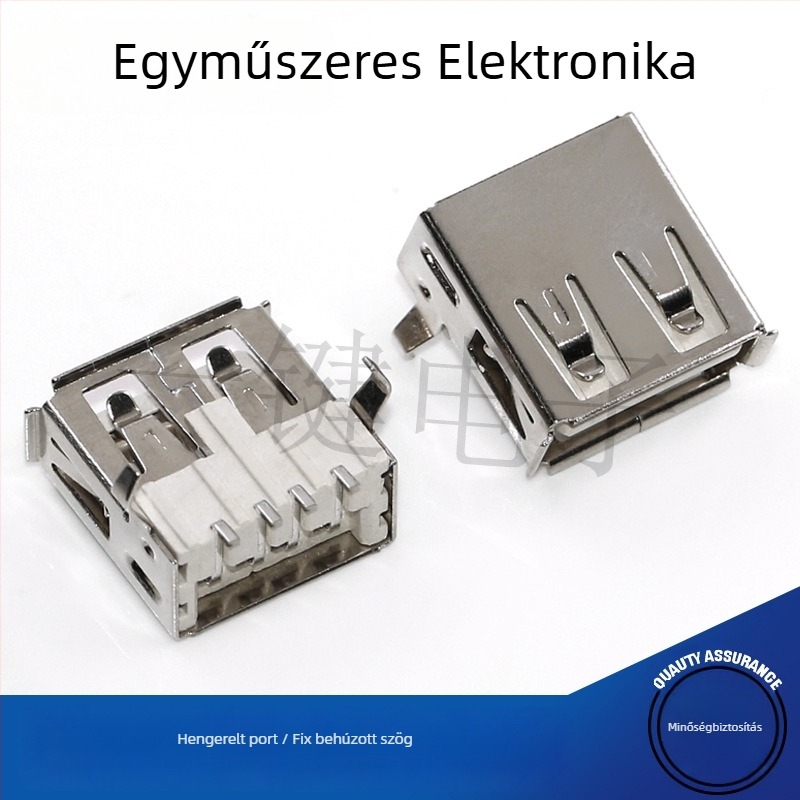 USB 2.0 Type-A SMT csatlakozó, 90°-os, vízszintes és egyenes lábak