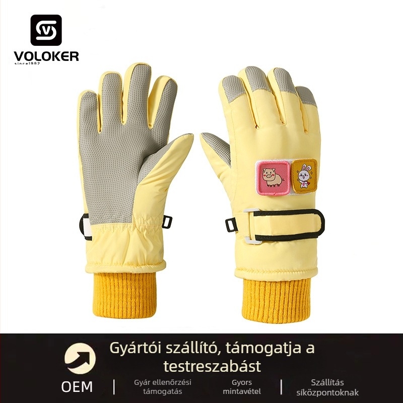 Gyerekek síkesztyűi - textil anyagból, melegek fleece béléssel, szélálló és vízálló, téli és tavaszi használatra, 4–13 éveseknek