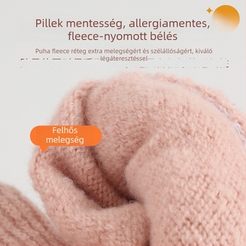 Női félujjas Jacquard kötött kesztyű, akril anyagból, meleg télre, egyszínű mintával, 8–15 éveseknek