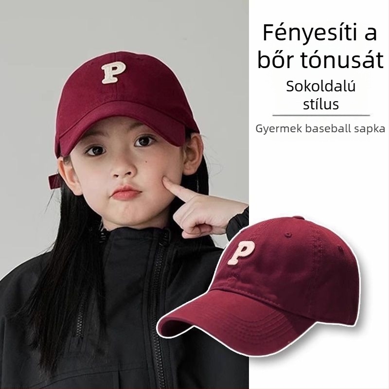 Gyerekeknek szóló baseball sapka széles karimával, napvédő, borvörös szín, puha korona, 2025 nyári modell
