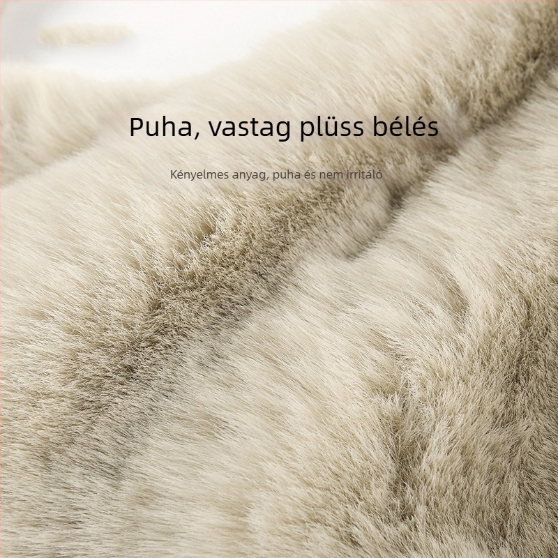 Téli gyerek sapka plüss belső fleece-béléssel és szélvédő fülvédővel, kötött pulóver-stílusú
