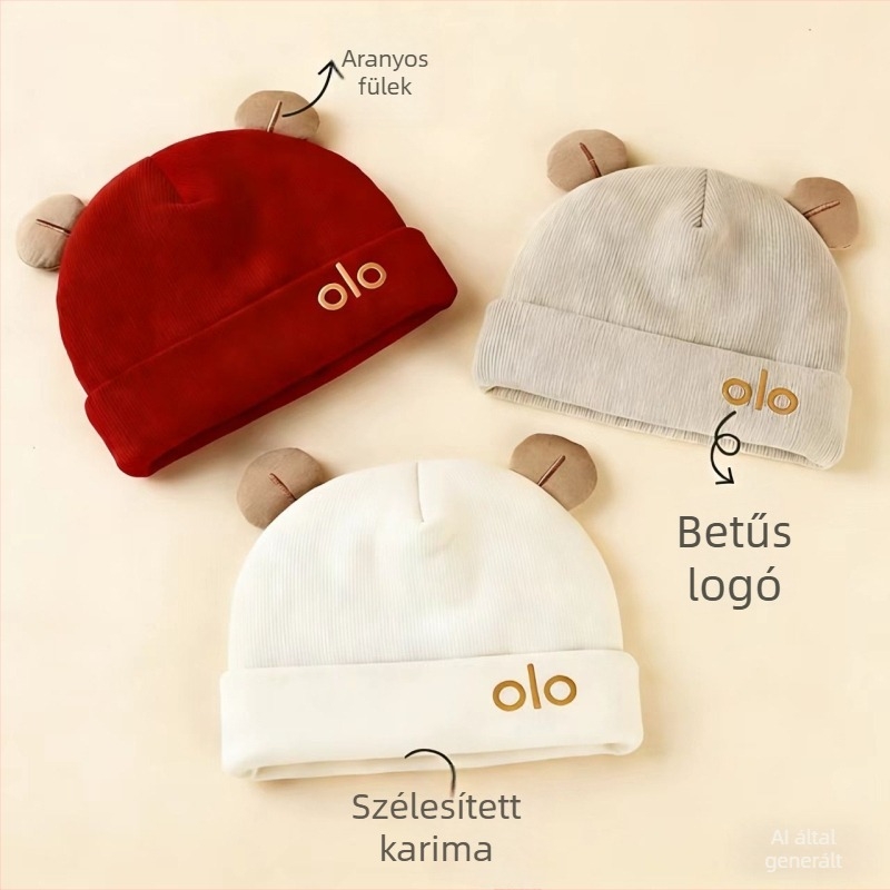 Őszi-téli baba sapka, 0–6 hónapos, bélelt, vastag, rendkívül aranyos, uniszex