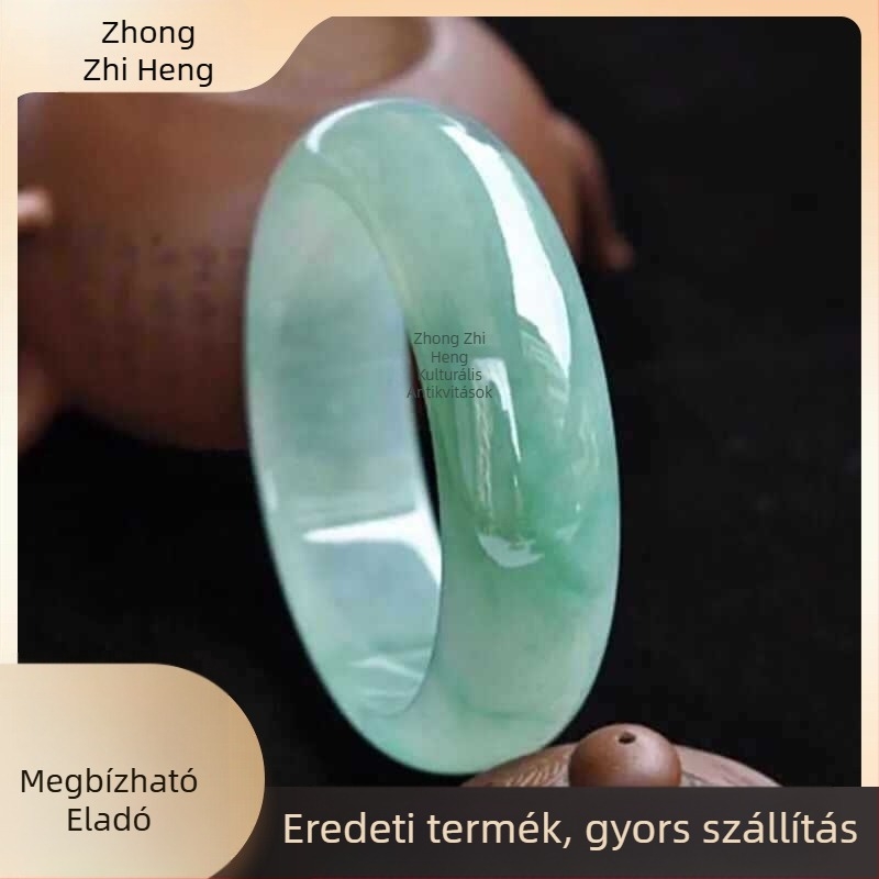 Jáde karkötő jégviaszos textúrával, geometriai forma, kézzel készített, egyedi csomagolás, természetes stílusú, uniszex