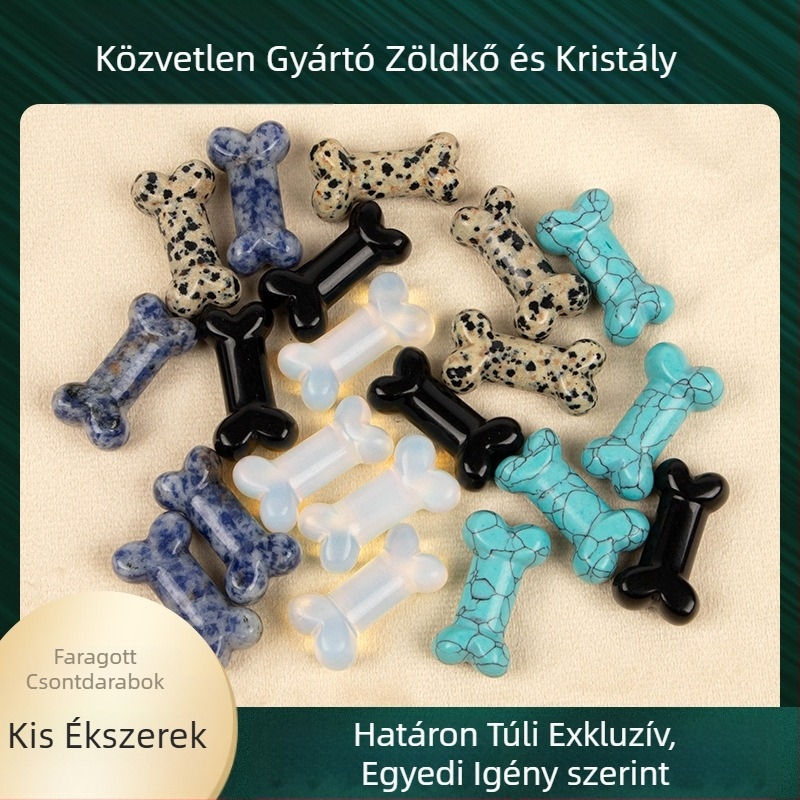 Csont formájú mini kristály dísz — természetes kristály, gravírozás és polírozás, testreszabható, geometriai forma