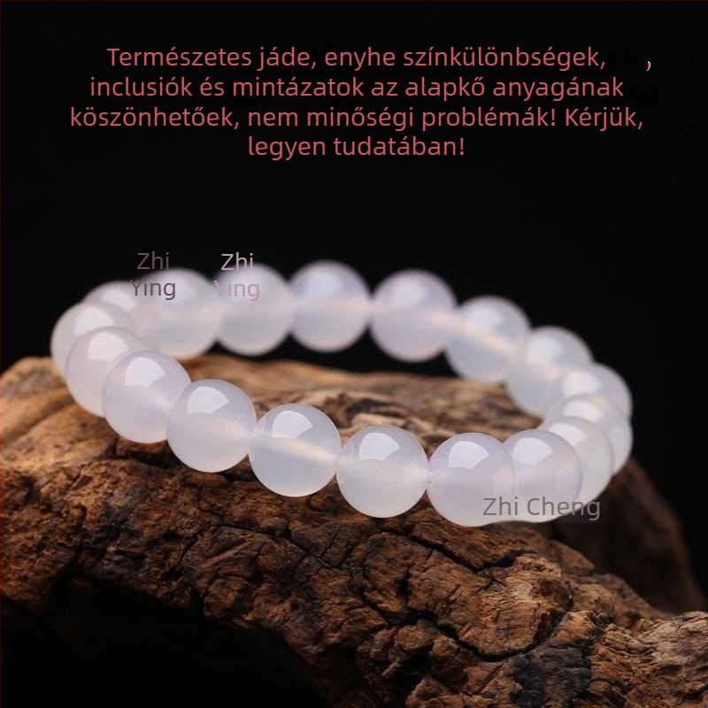 Uniszex achát karkötő polírozott geometriai gyöngyökkel