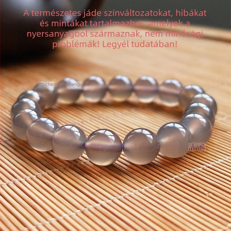 Uniszex achát karkötő polírozott geometriai gyöngyökkel