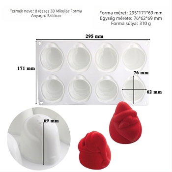 Szilikon tortaforma, 6 darabos készlet karácsonyfás mousse tortához, szabálytalan forma