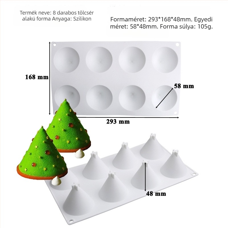 Szilikon tortaforma, 6 darabos készlet karácsonyfás mousse tortához, szabálytalan forma