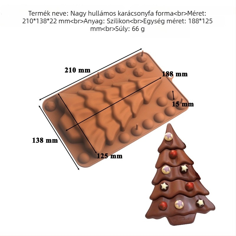 Szilikon tortaforma, 6 darabos készlet karácsonyfás mousse tortához, szabálytalan forma