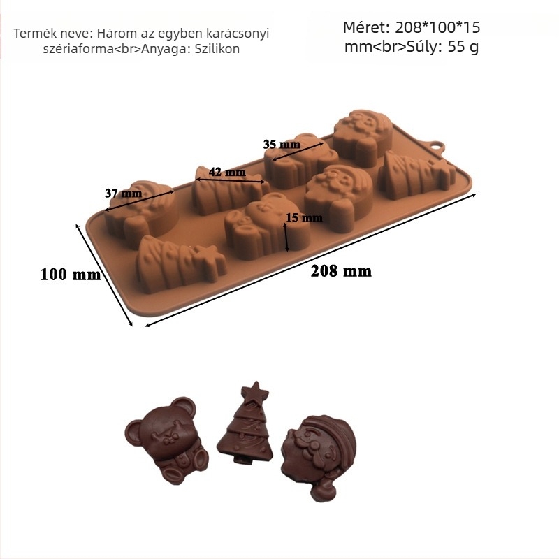 Szilikon tortaforma, 6 darabos készlet karácsonyfás mousse tortához, szabálytalan forma