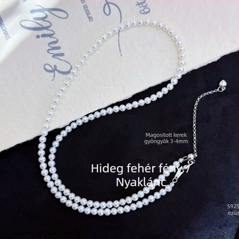 Édesvízi gyöngyökből készült nyaklánc, 3–4 mm, magas fény, egyszerű természetes stílus, DIY átlyukadt gyöngyök