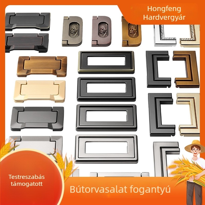 Cinköntvözetből készült rejtett sík fogantyú szekrényajtókhoz és fiókokhoz, fúrás nélkül, láthatatlan