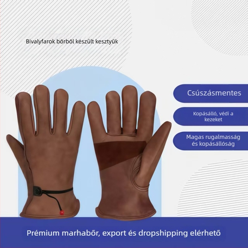 Kültéri használatra szánt bőrkesztyűk – csúszásmentes, átszúrás elleni, olajálló, antistatikus, lélegző