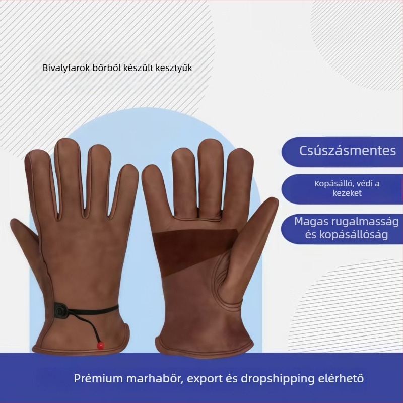 Kültéri használatra szánt bőrkesztyűk – csúszásmentes, átszúrás elleni, olajálló, antistatikus, lélegző
