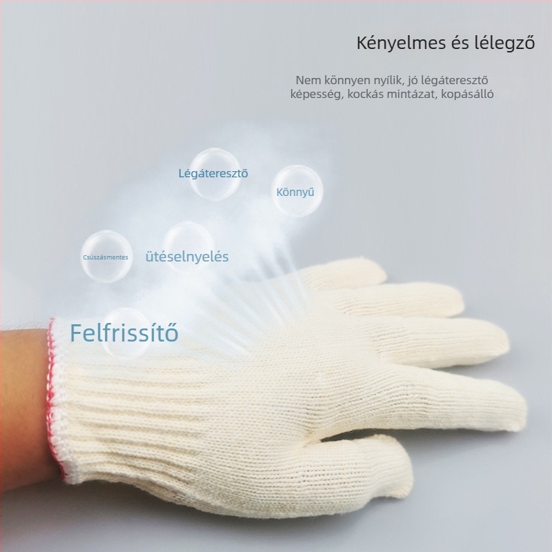 Munkavédelmi kesztyű - nylon és pamut, vastított, csúszásmentes, tömeg 50