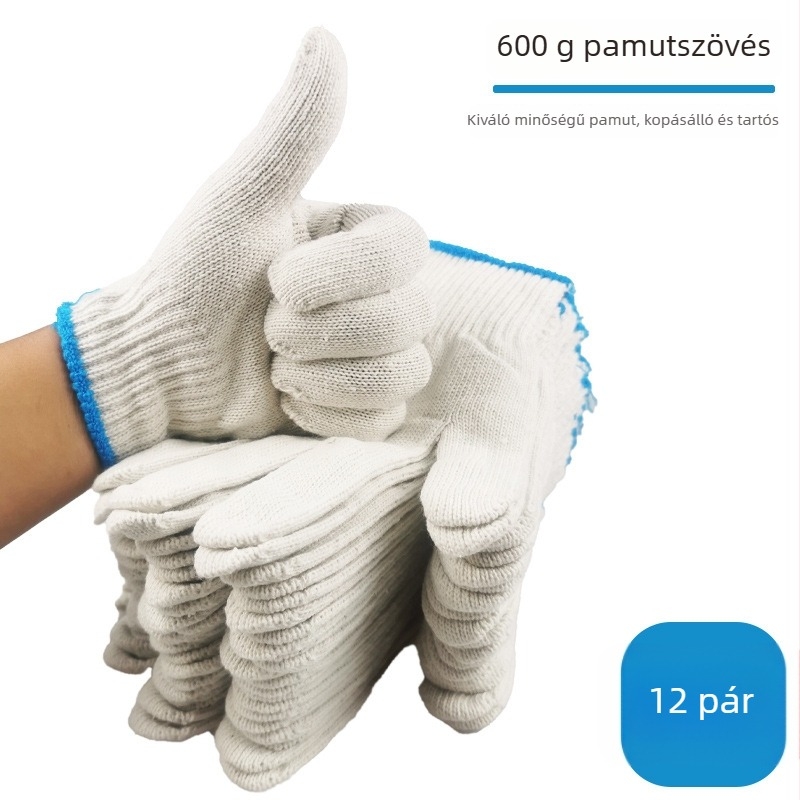 Munkavédelmi kesztyű - nylon és pamut, vastított, csúszásmentes, tömeg 50