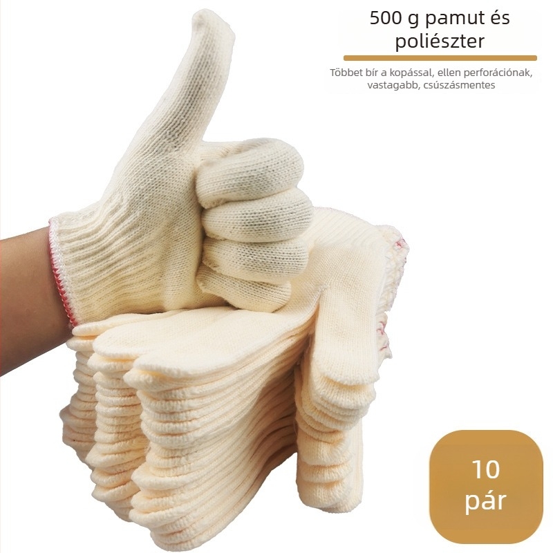 Munkavédelmi kesztyű - nylon és pamut, vastított, csúszásmentes, tömeg 50