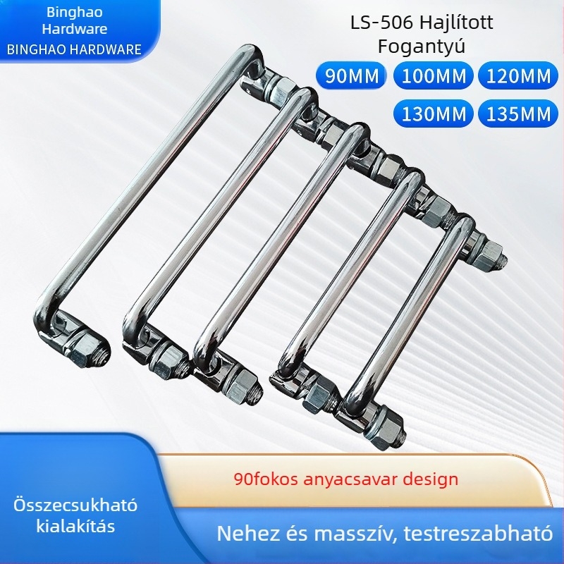 LS506 összecsukható szekrényfogantyú, 304 rozsdamentes acél, krómozott felület, felületre szerelhető