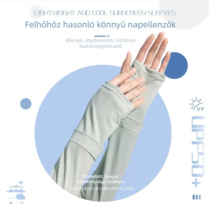 Női Ice Silk kar-ujjvédők kültéri kerékpározáshoz – lélegző UV-védelem, könnyű poliészter anyag (fő 71–80%, mellék 21–30%), 2025 tavasz