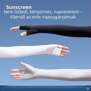 Nyári női UVvédő nylon karvédők vezetéshez, kerékpározáshoz és kültéri sportokhoz; hűsítő, csúszásmentes, érintőképernyő-kompatibilis.